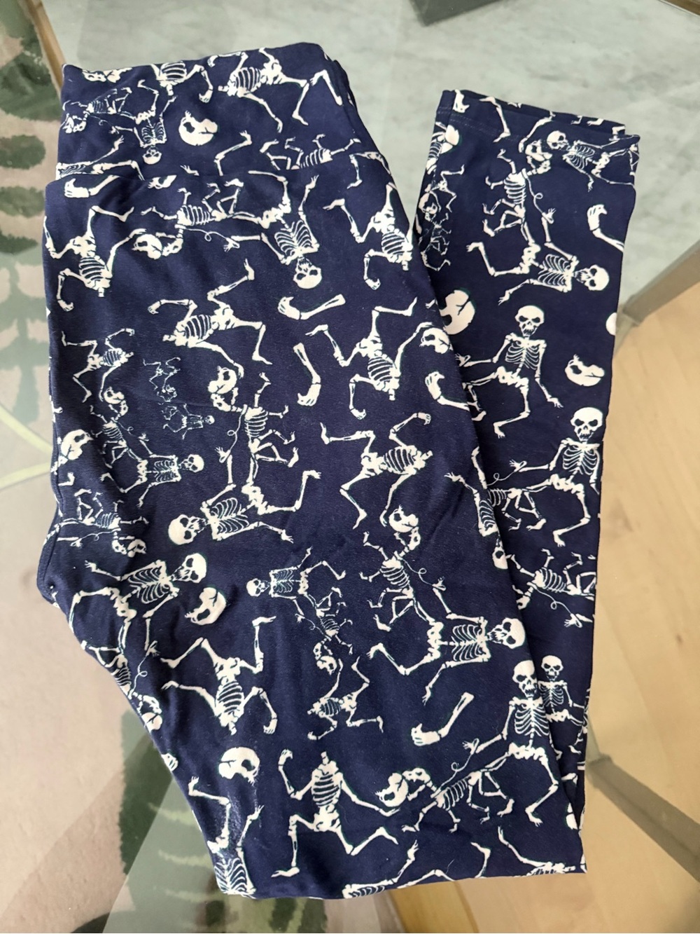 LuLaRoe Navy Blue Skeleton Print Leggings